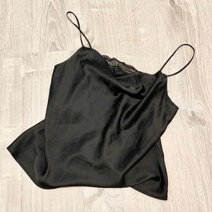 DYNAMITE BLACK COWL NECK TOP SATIN AND LACE INNER